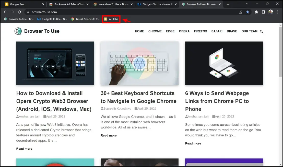 Bookmark All Tabs Extension