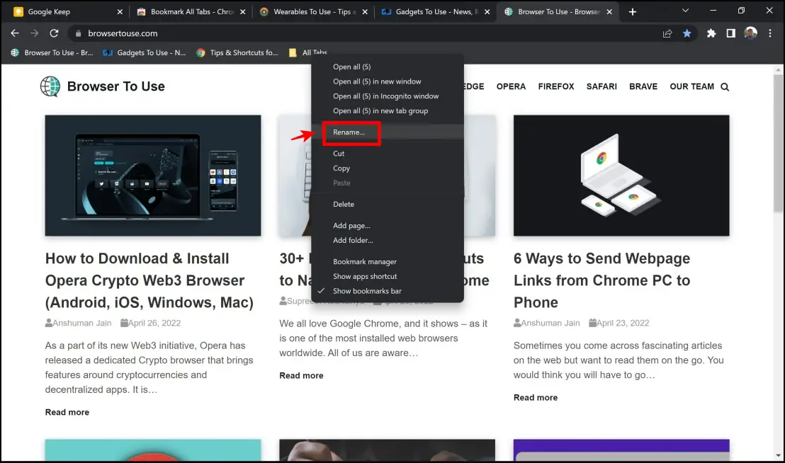 Bookmark All Tabs Extension