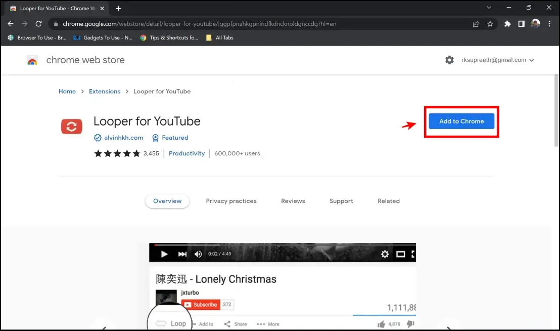 Loop YouTube Videos Using Chrome Extension