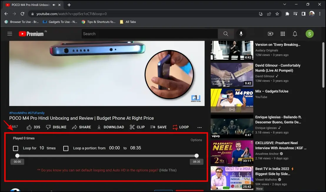 Loop YouTube Videos Using Chrome Extension