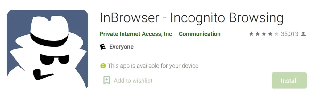 inBrowser Private Incognito Browsing