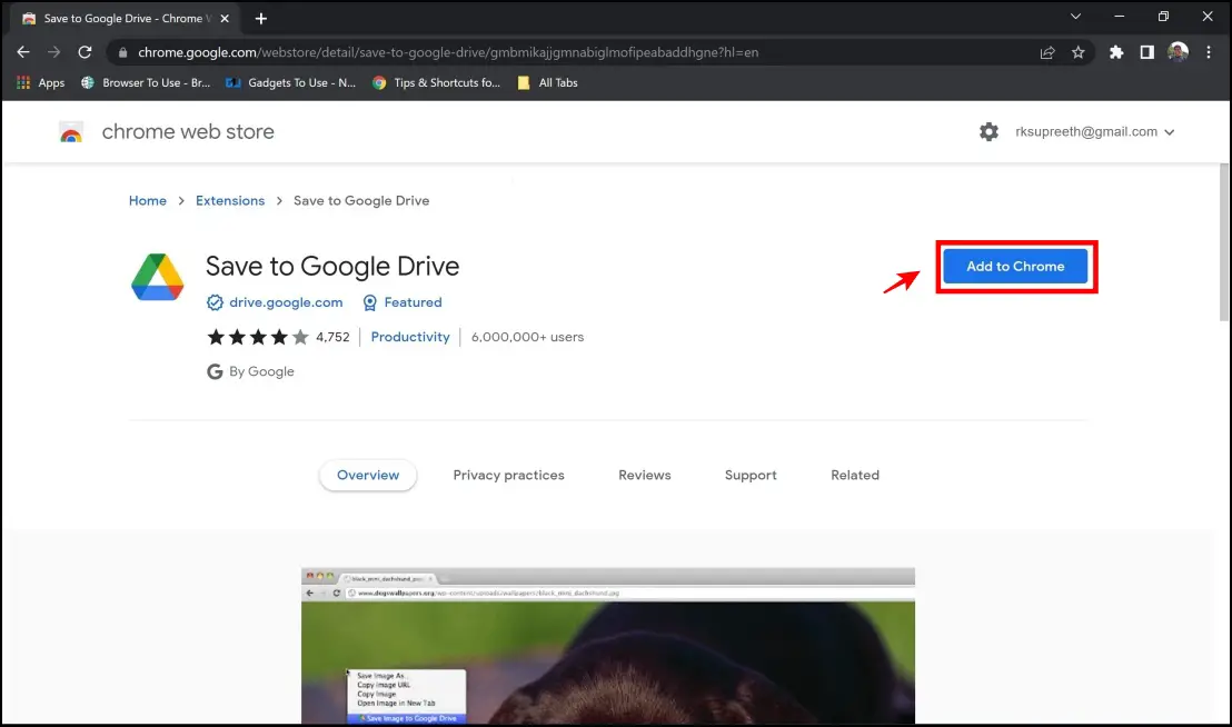 Save Links and Files using the Save to Google Drive extension