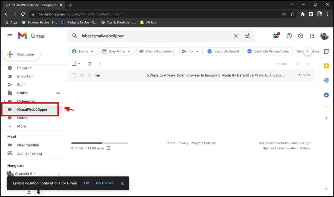 Save Website Clippings Directly to Gmail