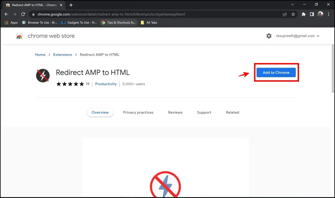 Redirect Disable AMP in Google Search Extension