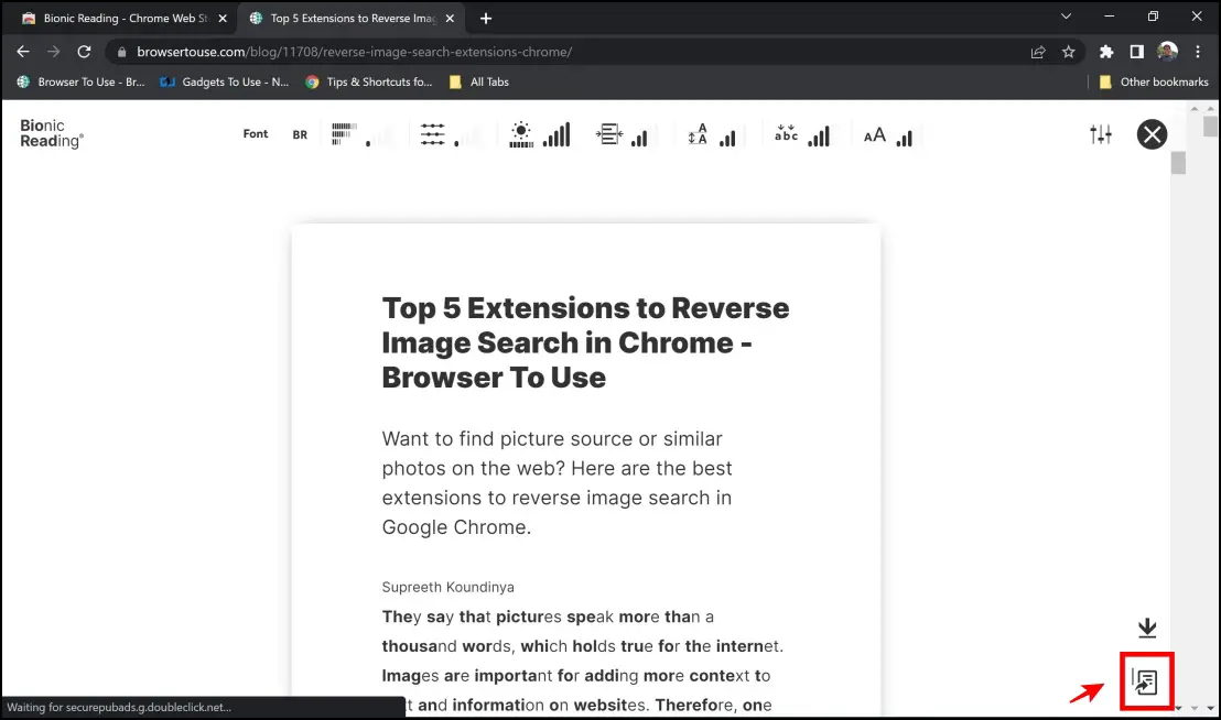 Use Bionic Reading in Chrome, Edge, Brave