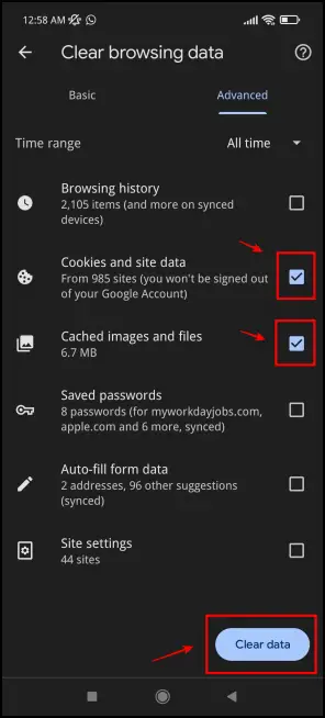 Clear Browsing Data to Fix Chrome Android Not Playing Videos
