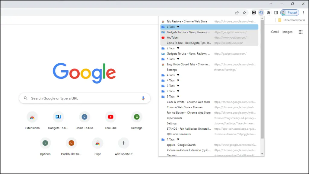 use extension to reload chrome tabs