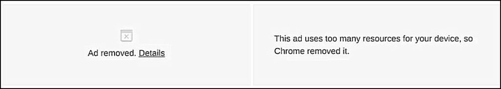 Ad Removed, This Ad Used Too Many Resources Chrome