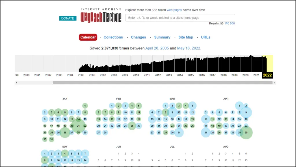 View Past Version of Websites