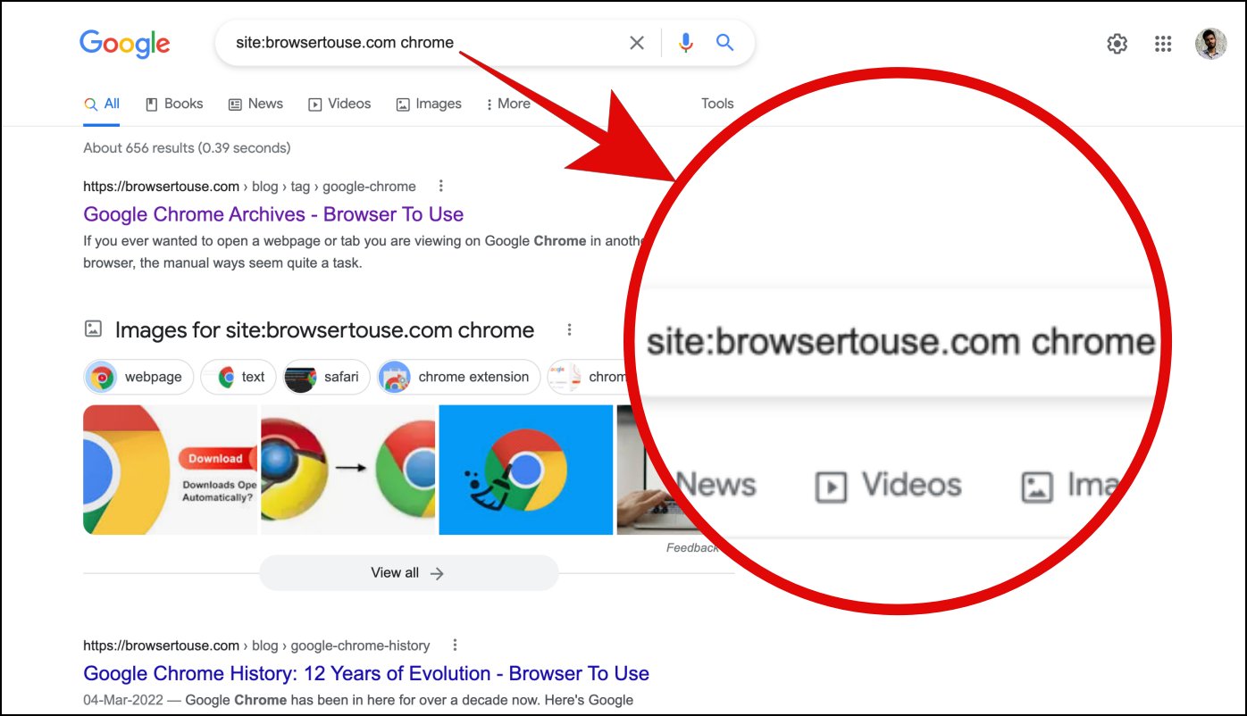 Search Word Within Website Chrome
