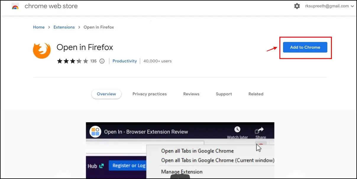 Open Chrome Webpage in Firefox