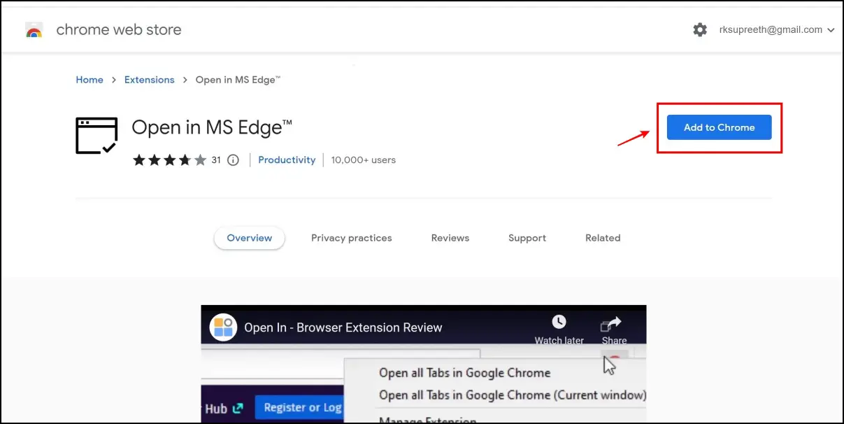 Open Chrome Webpage in Microsoft Edge
