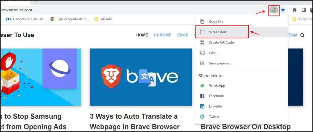 Capture Screenshot in Chrome