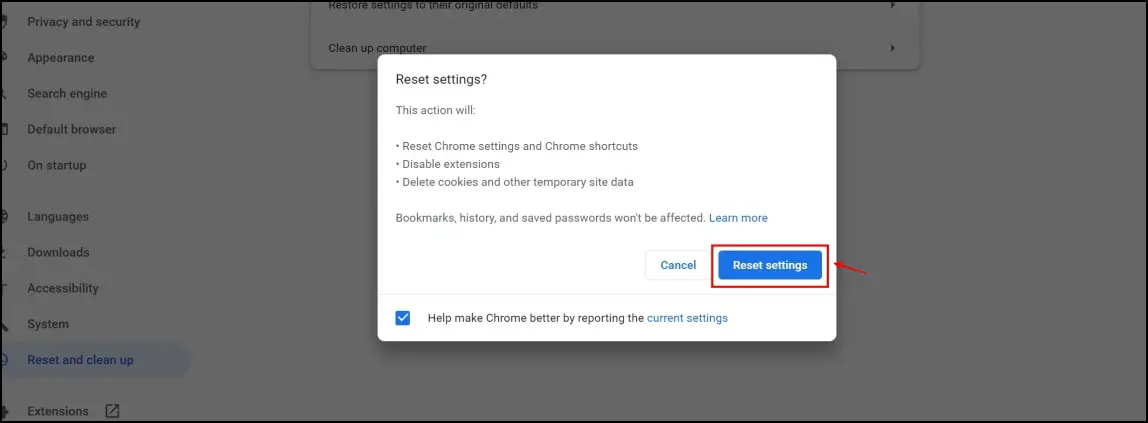 Reset Chrome to Remove Malware Extensions