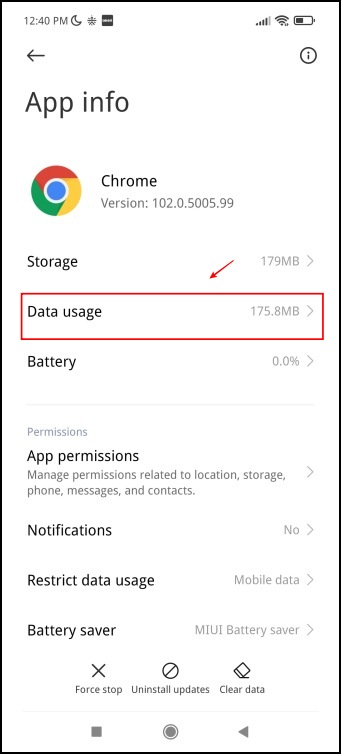 Restrict Data Usage Chrome Android