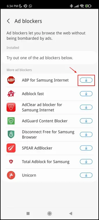 Block Ads in Samsung Internet