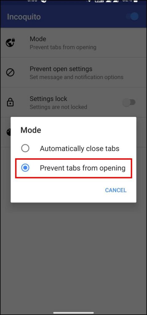 Permanently Disable Incognito Mode on Android