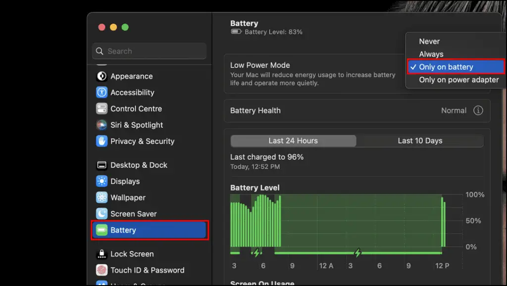 Enable Low Power mode on your Laptop
