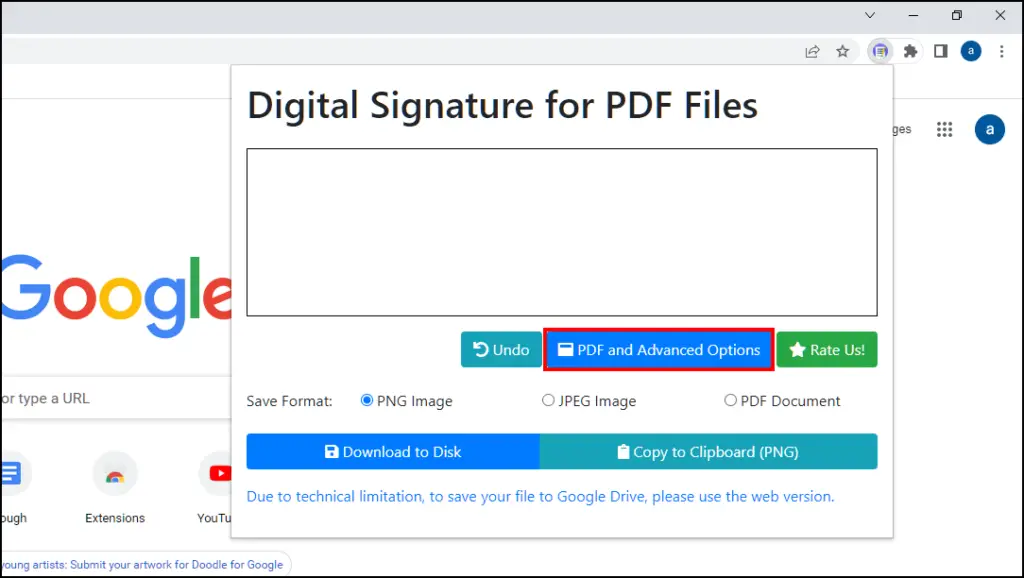 chrome pdf signature extension