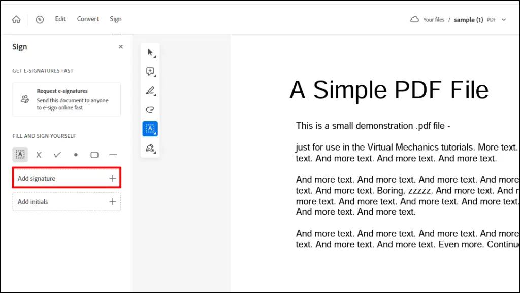 Use Adobe Acrobat to Add Signature
