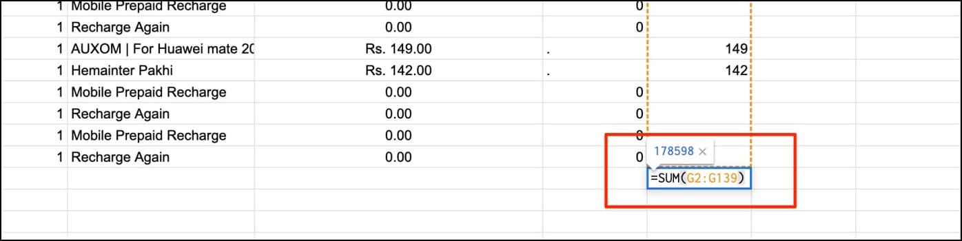 Calculate Amount Spent on Amazon