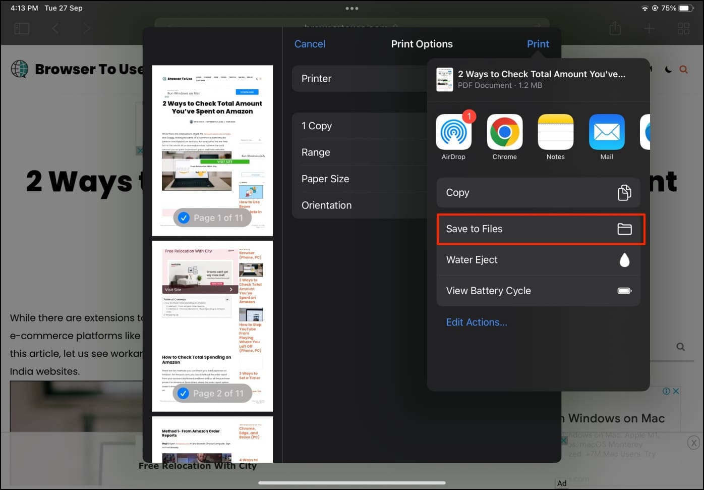 Save PDF Safari iPhone iPad