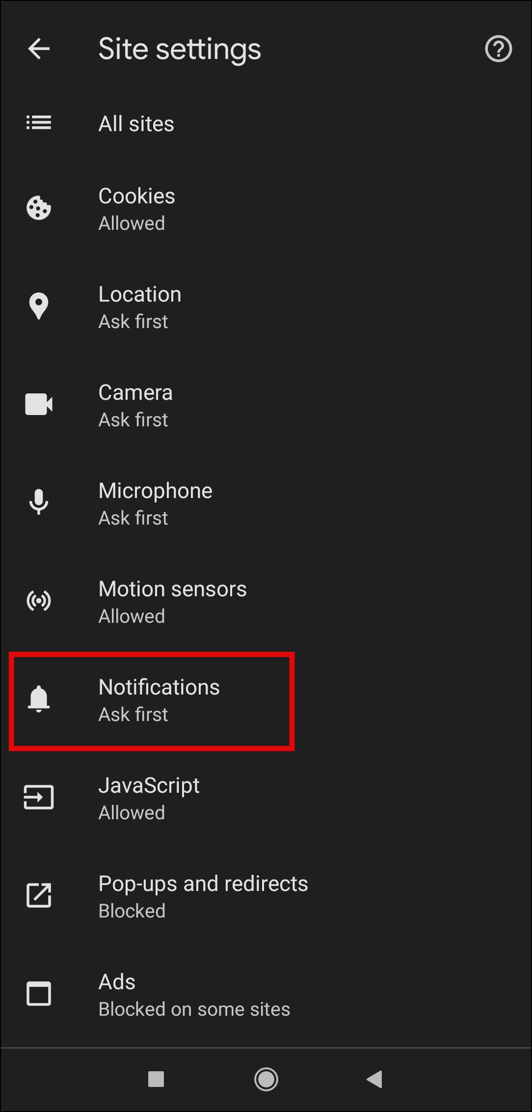 Stop Sites from Asking to Send Notifications on Chrome (Phone)