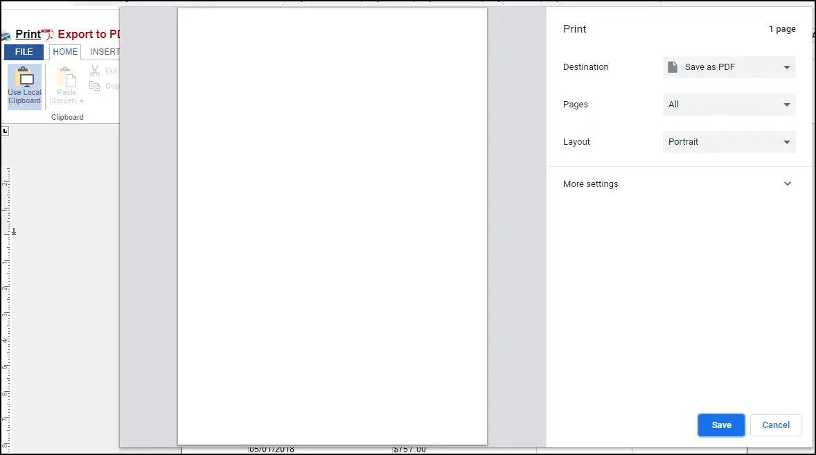 Blank White Box When Printing in Chrome