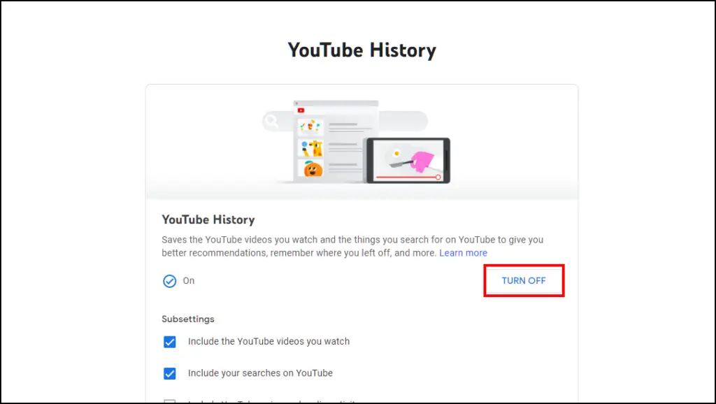 Pause YouTube Watch History