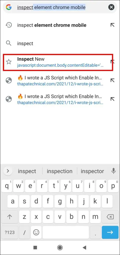 Inspect Element in Chrome Mobile