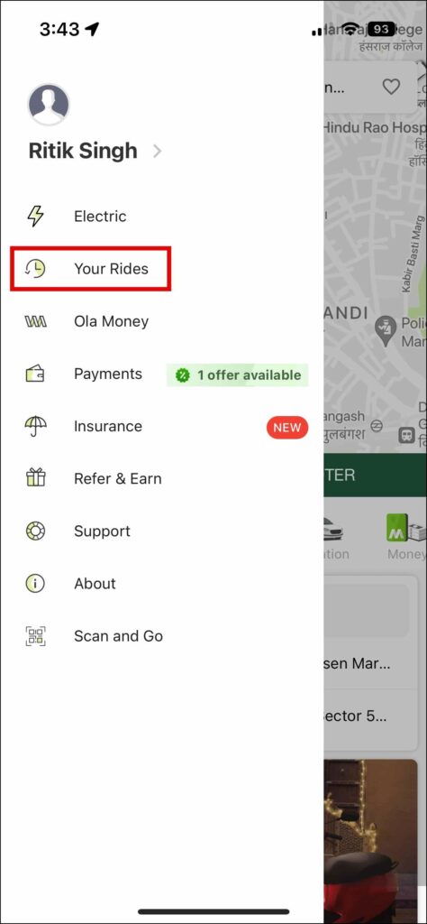 View Ola Trip History to Calculate Spending