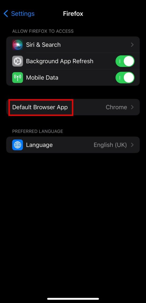 Set Firefox as Default on iPhone