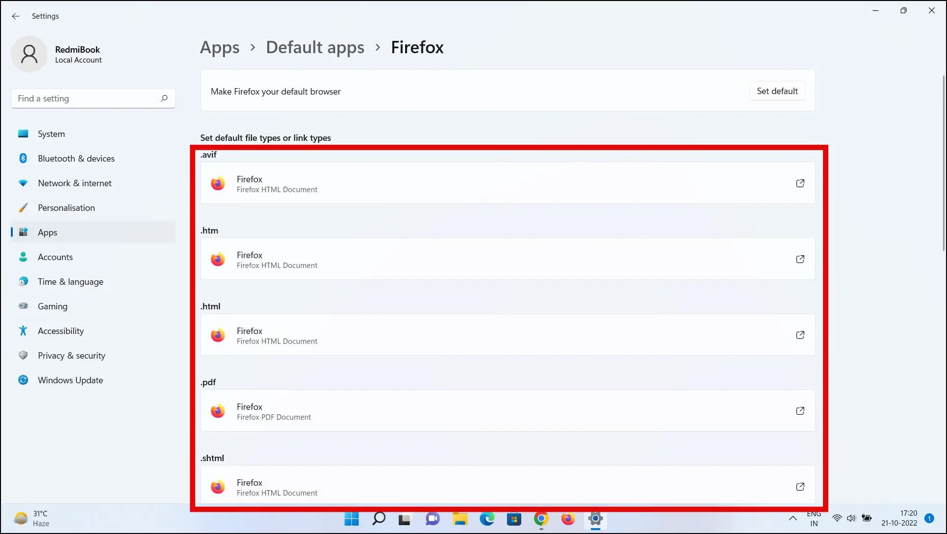 Set Firefox as Default on Windows 11