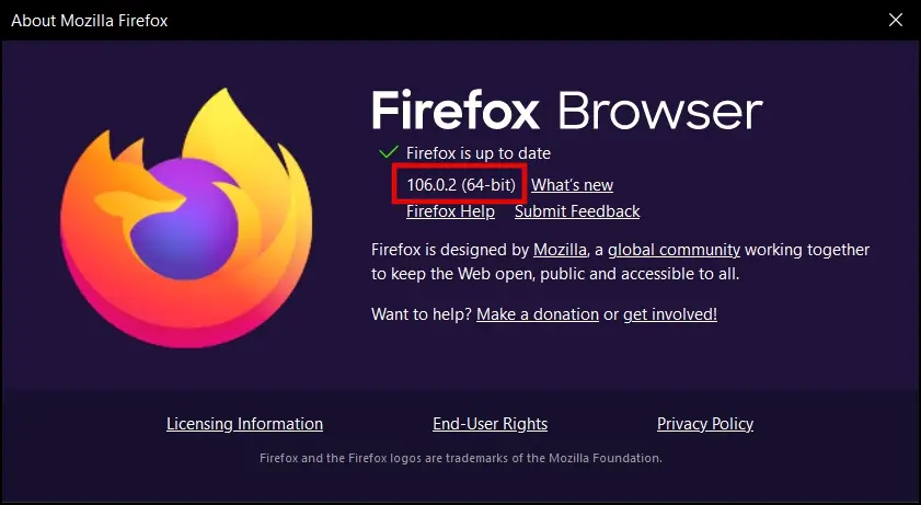 Check the Mozilla Firefox Build on PC