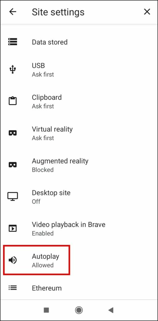 Stop Autoplay in Brave (Android)