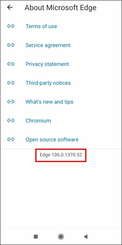 Check Edge Version on Mobile