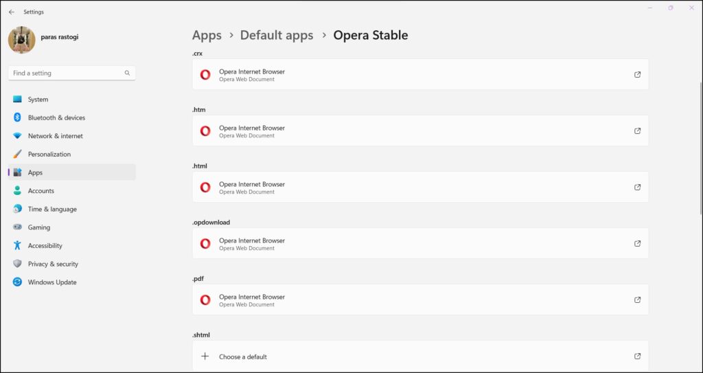 Set Opera Default On Windows 11