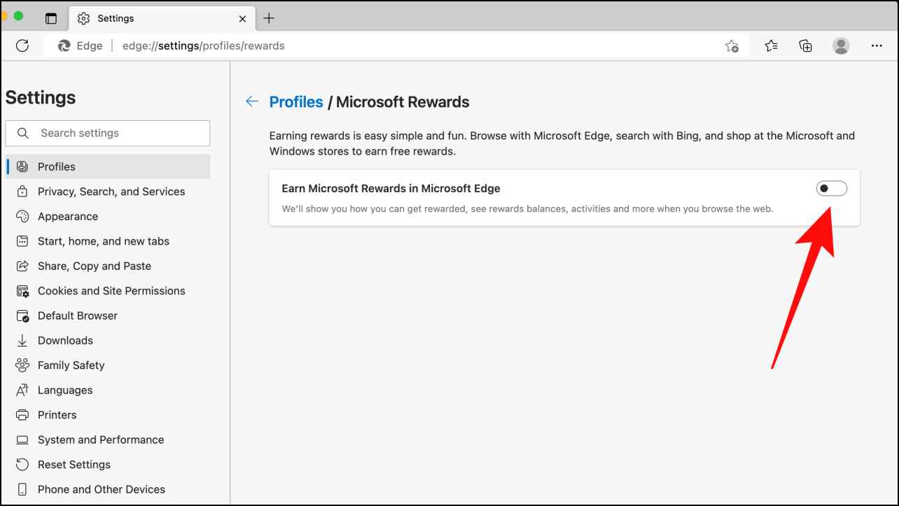 Enable Microsoft Edge Rewards