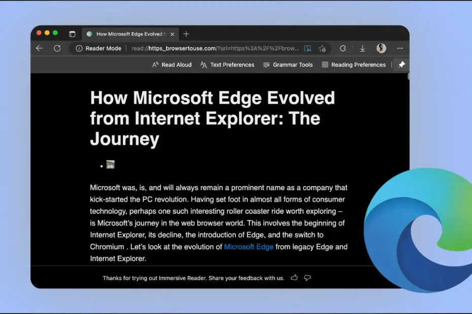 Reading Mode in Microsoft Edge