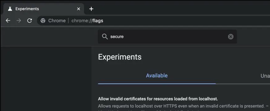 Enable Flag to Open Non Secure Sites Chrome