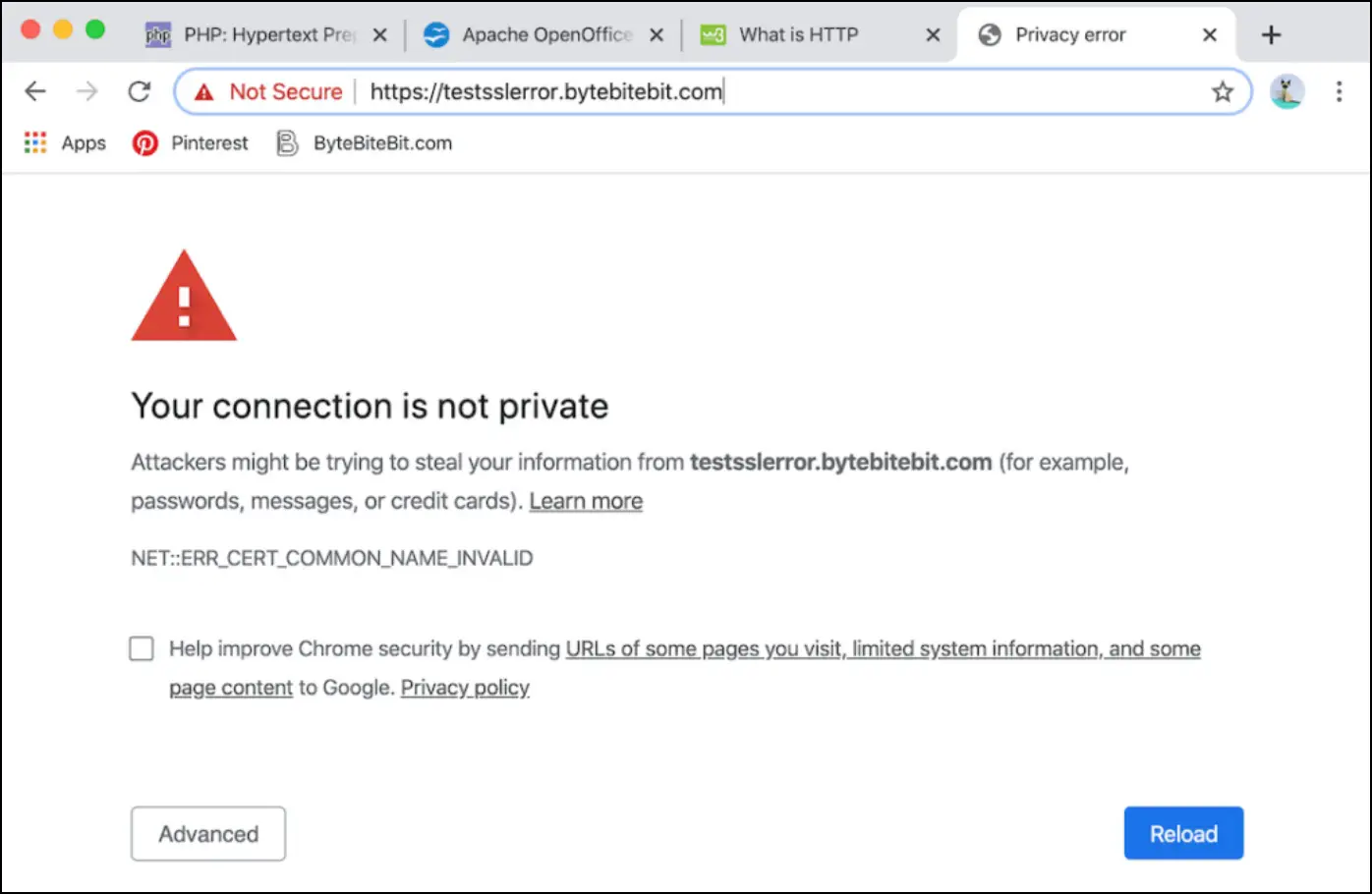 Open Non Secure Websites in Chrome