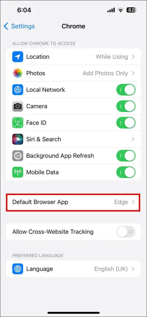 Default Browser on iPhone