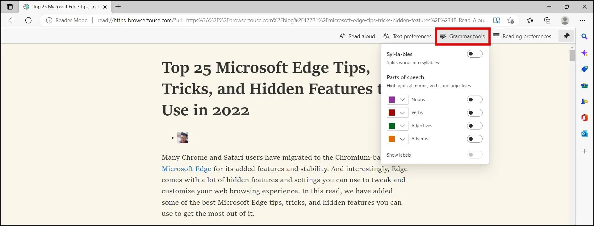 Enable and Use Reading Mode in Microsoft Edge