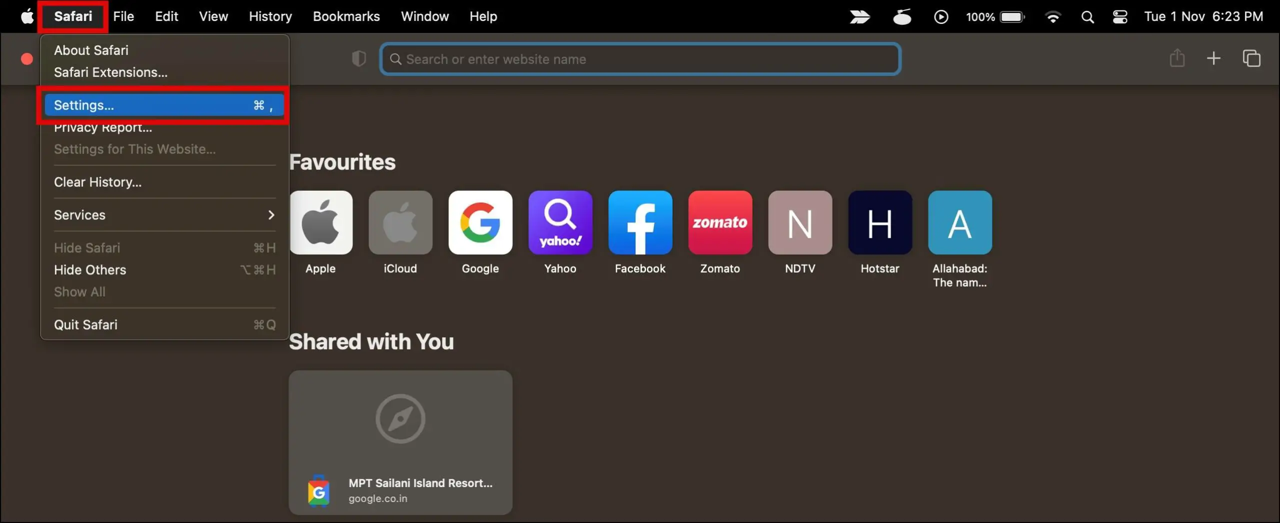 Safari Browser on Mac