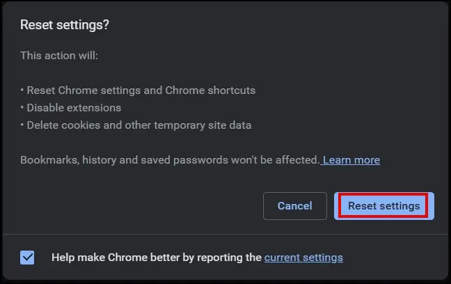 Reset Your Chrome Browser to Remove Search.XYZ Malware