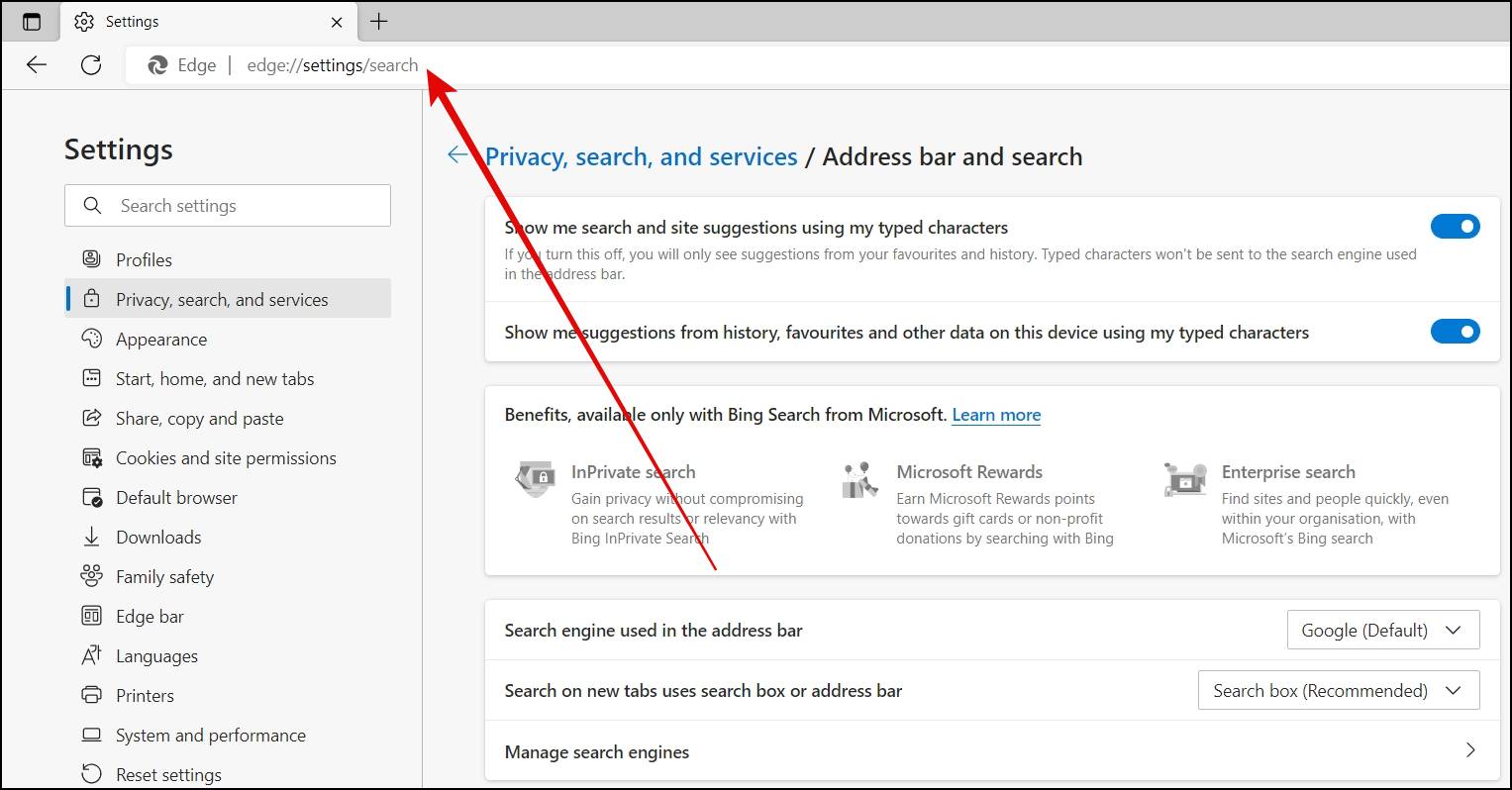 Change Search Engine in New Page: Microsoft Edge Hidden Features and Settings