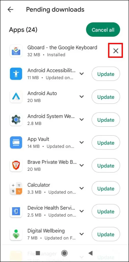 Cancel Any Pending Updates or Downloads to Fix Google Chrome Not Updating on Android