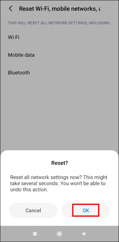 Reset Network Settings to Fix Google Chrome Not Updating on Android