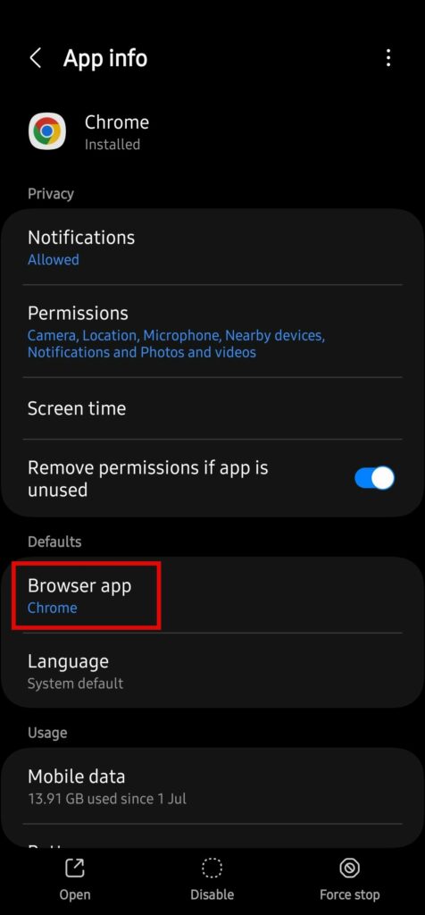 Change Default Browser on Samsung Galaxy