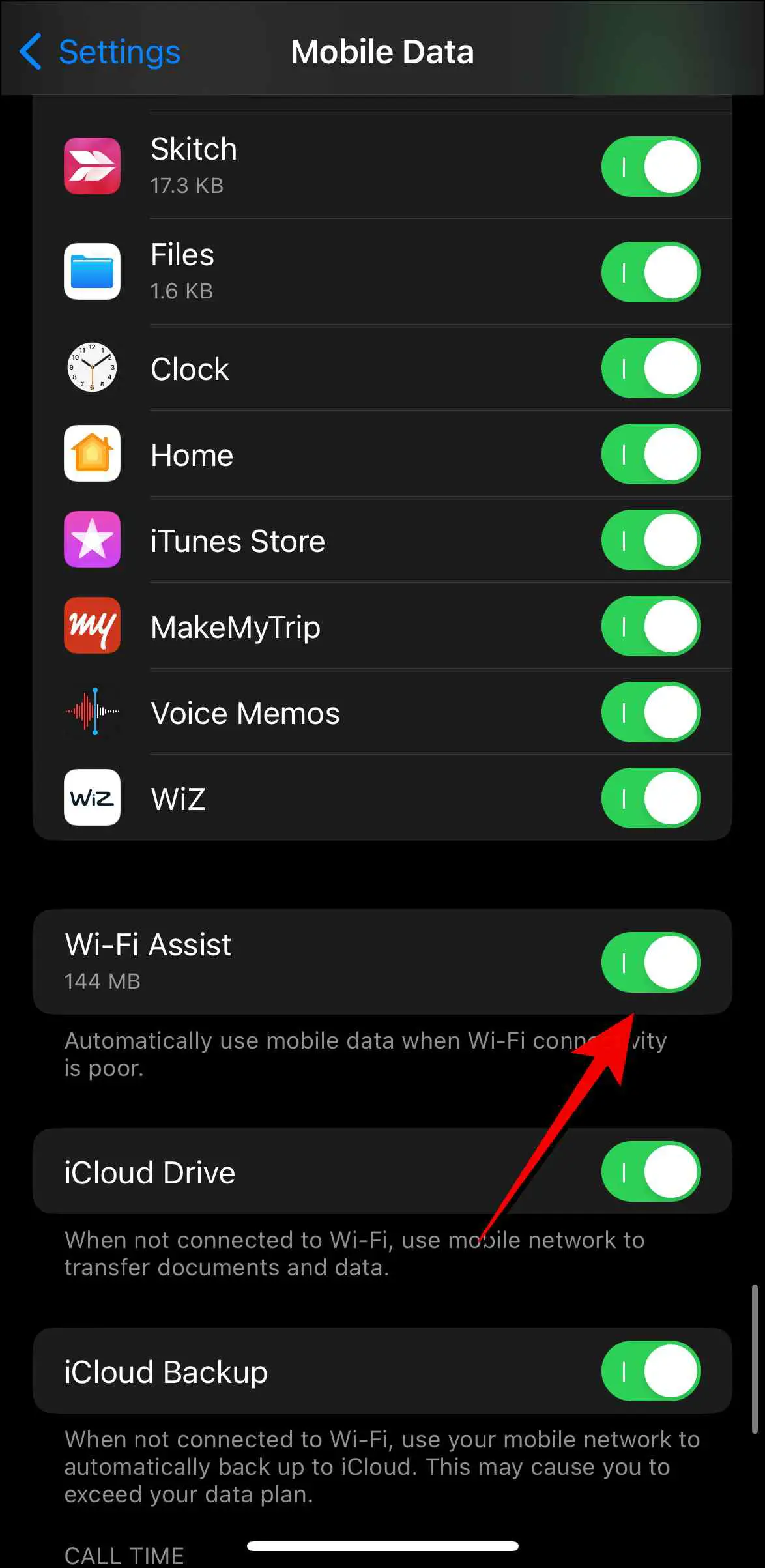 Disable Wifi Assist to Save Data